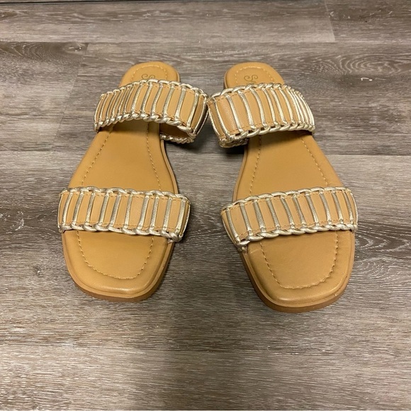 Seychelles | Meantime Slides in Vacchetta/Platinum Metallic Leather Size 9 NEW - Picture 3 of 11